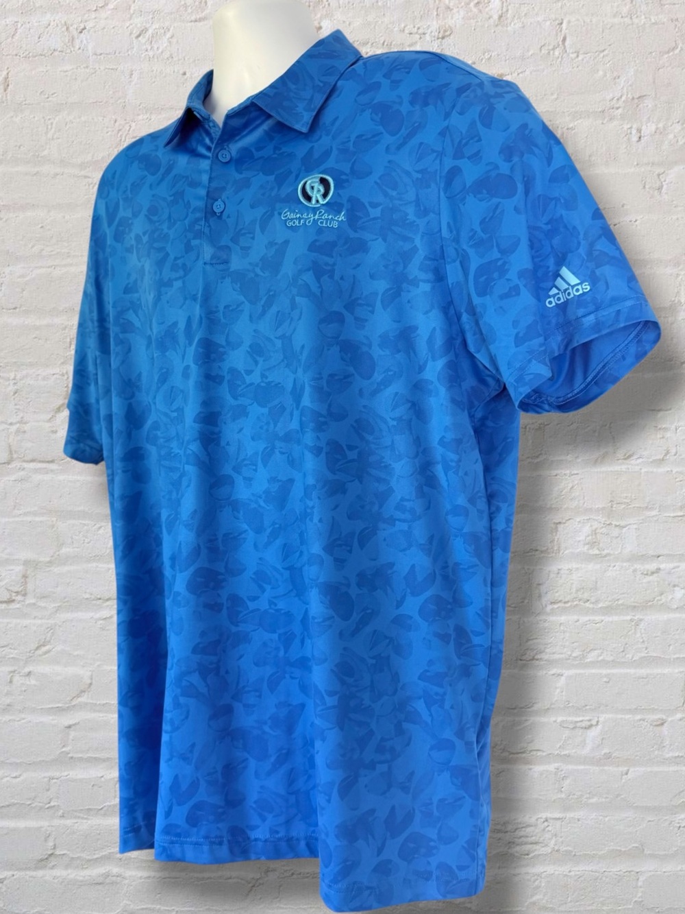 Adidas Golf Prisma Print Polo Shirt XL Blue Gainey Ranch Performance